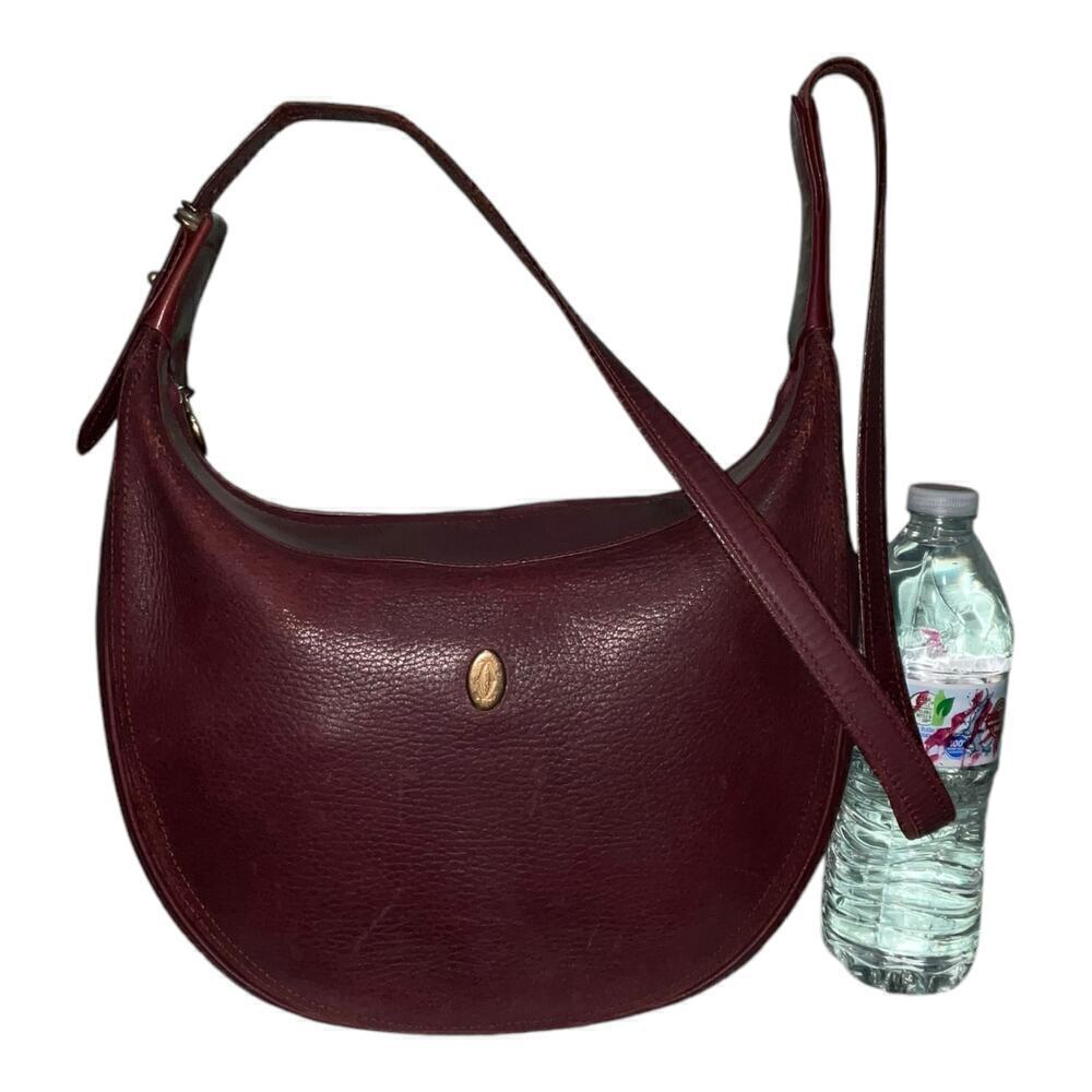 CARTIER Must De Vintage Bordeaux Pebbled Leather Shoulder Bag - Picture 14 of 14